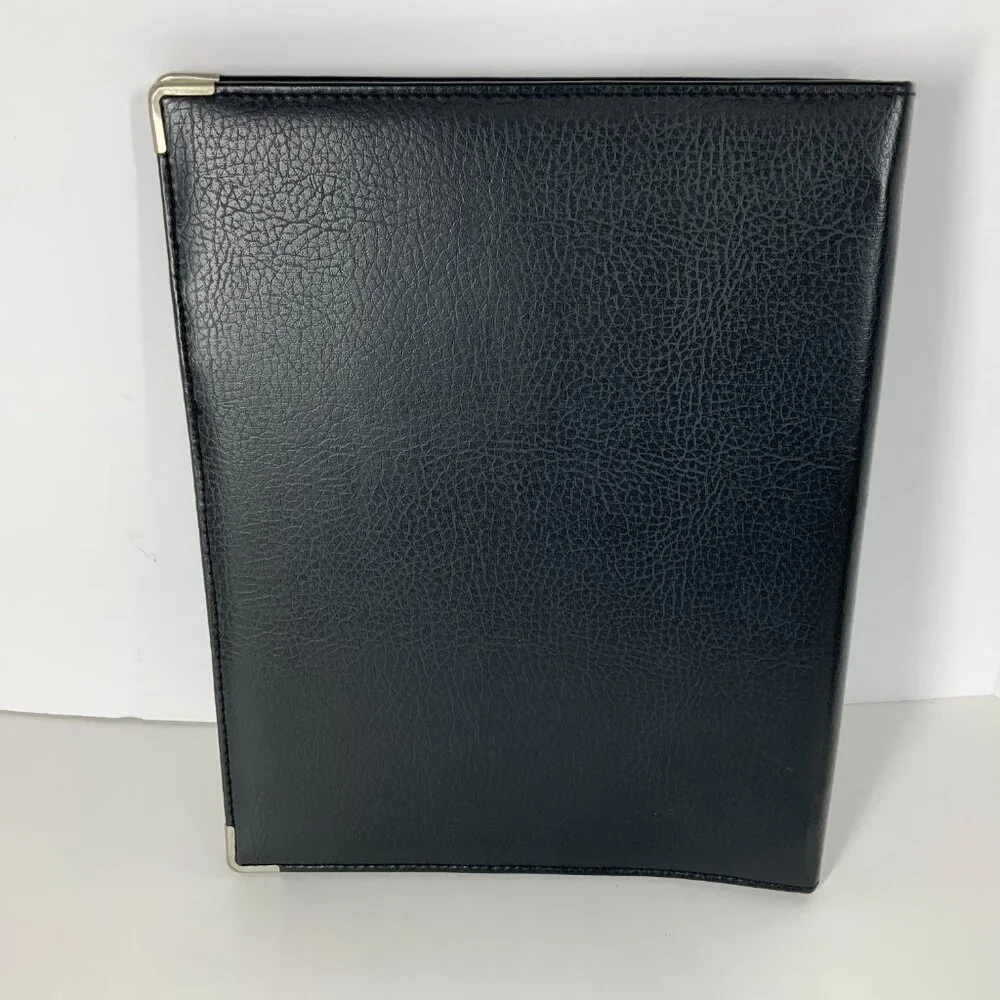 Avenues Vintage-Style Black Faux Leather 3-Ring Binder – Classic Office Organiza